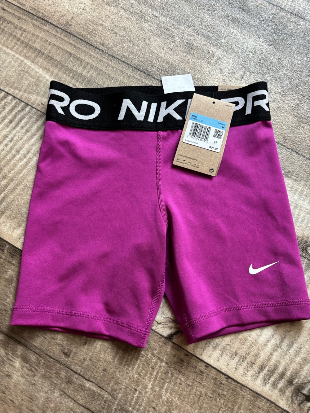 Nike Kids Magenta Pro Elastic-Waist Training Shorts